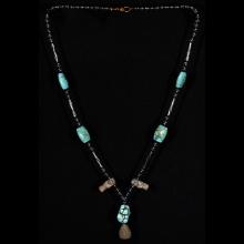 Perles en terre cuite, turquoise et verre